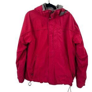 L.L. Bean Womens Red Hooded Jacket With Removable Gray Fleece Liner Size M